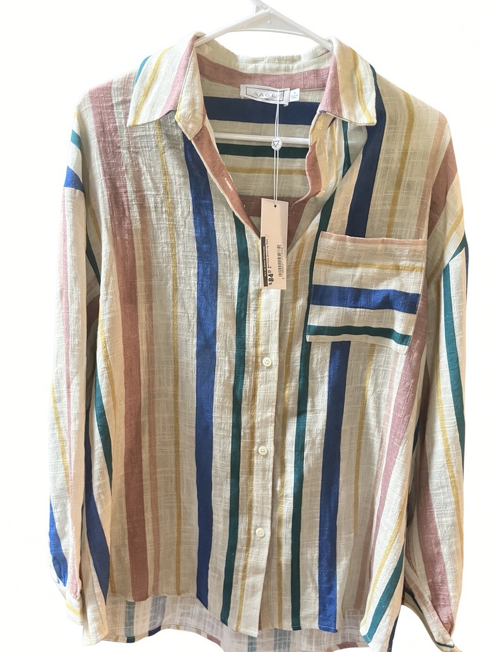 NWT Sage The Label Sail Away Striped Button Up S